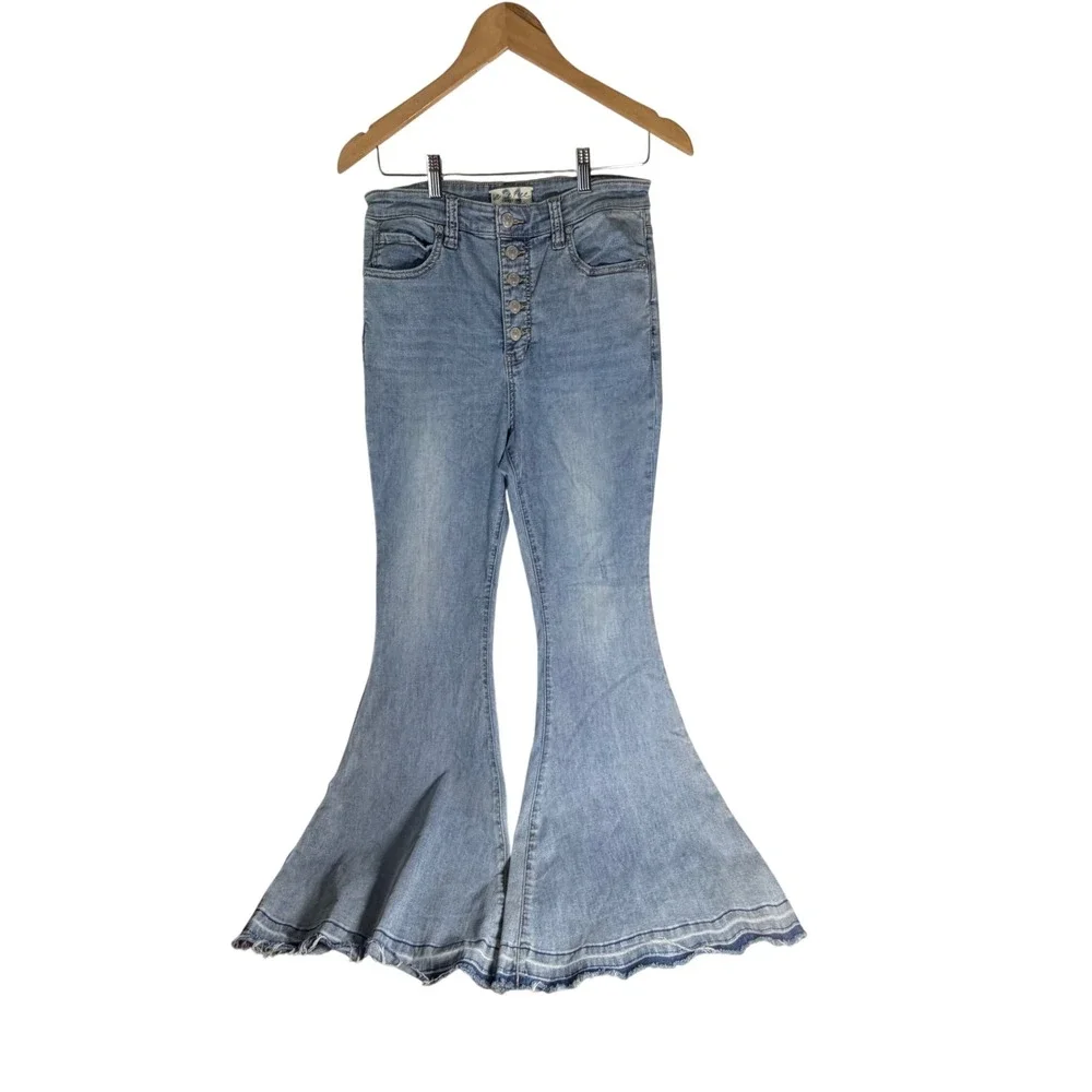 We The‎ Free Free People Just Float On Flare Jeans Light Wash Button Fly 31